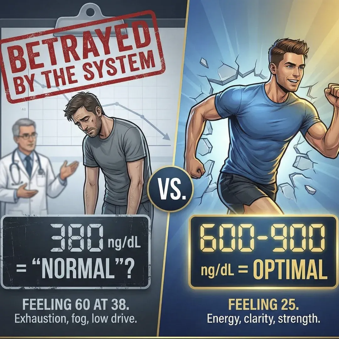 1. Your Doctor Betrayed You: 380 ng/dL Is Bottom 10%—NOT "Normal"